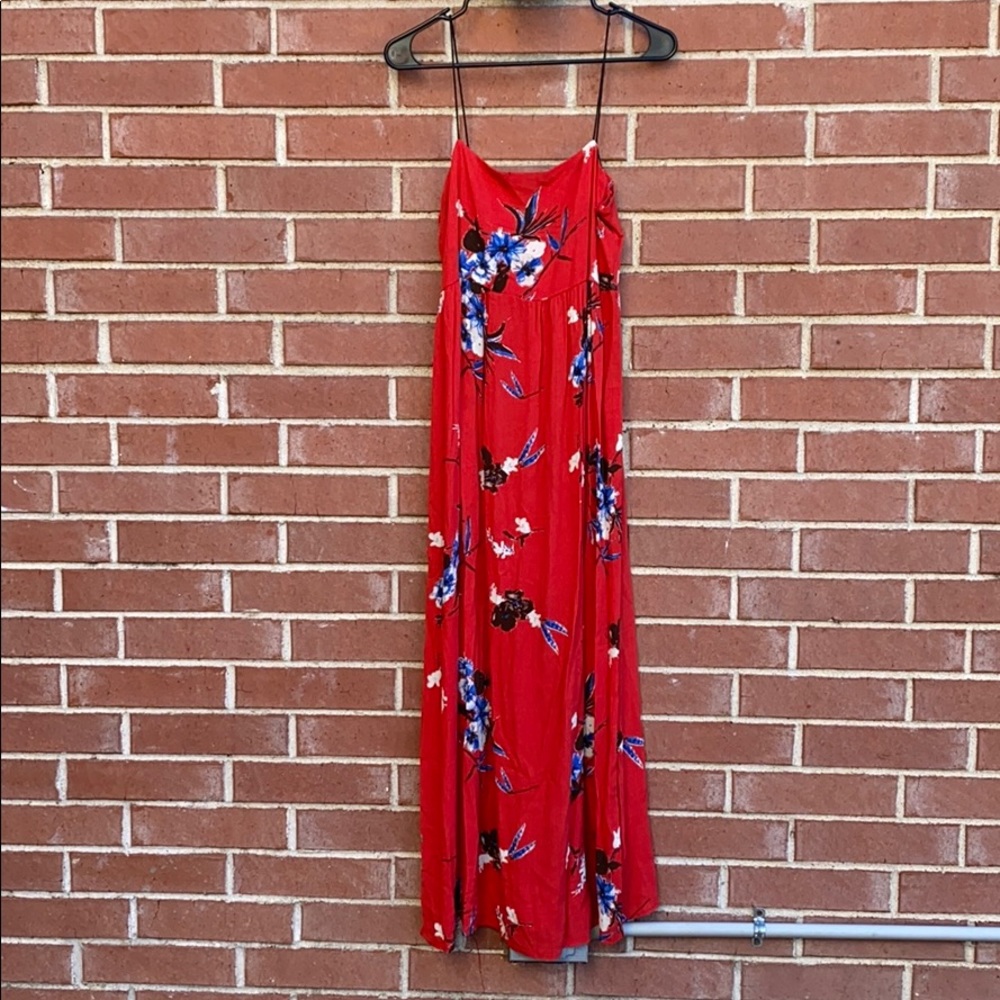 Floor Length Floral Spaghetti Strap Summer Dress